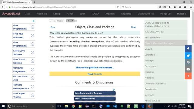 Why is Class.newInstance() is discouraged to use?
| javapedia.net смотреть онлайн