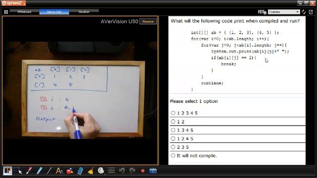 A question involving nested for loops, a 2-D array, break and continue. (enthuware.ocpjp.v11.2.3569 смотреть онлайн