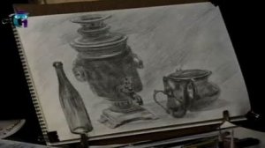 Уроки рисования (# 18) карандашом. Рисуем натюрморт с самоваром