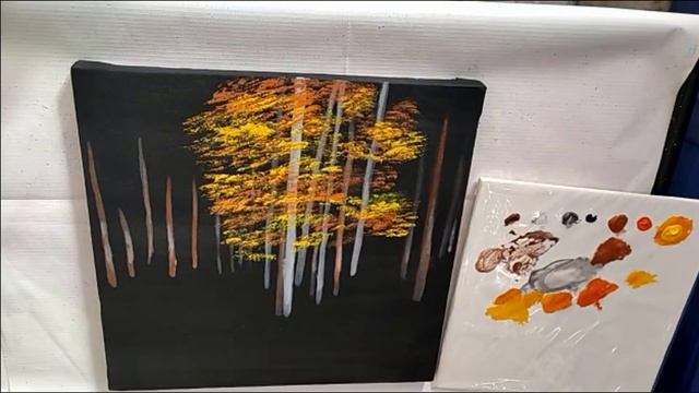 How To Draw A Forest On Black Canvas Acrylic Painting For Beginners смотреть онлайн