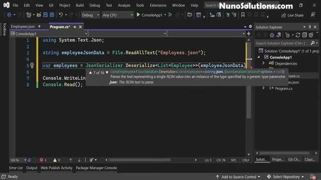 C# - Deserialize JSON to List of Employee Objects смотреть онлайн