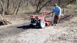 Первая фрезеровка запущенного участка тяжёлым мотоблоком с активной фрезой