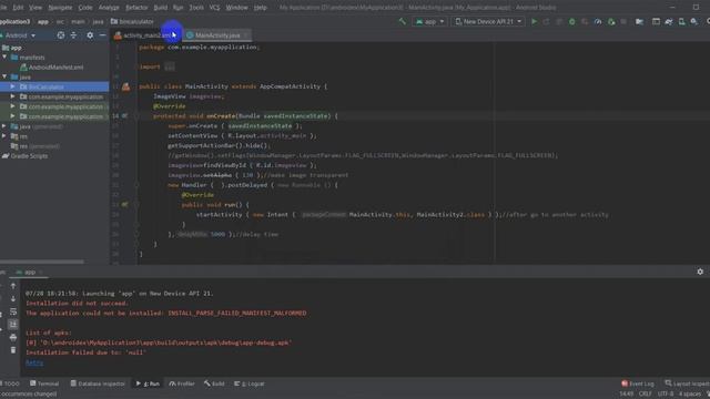 Android Studio error | Installation did not succeed |INSTALL_PARSE_FAILED_MANIFEST_MALFORMED смотреть онлайн