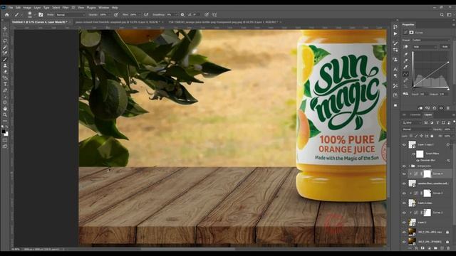 Product manipulation in Photoshop | orange juice advertising poster design | photoshop tutorial смотреть онлайн
