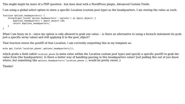 Wordpress: Advanced Custom Fields - Storing array value for further usage смотреть онлайн