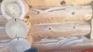 Шлифовка сруба из оцилиндрованного бревна