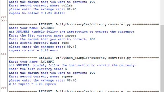 Currency Converter in IDLE Shell o/p смотреть онлайн