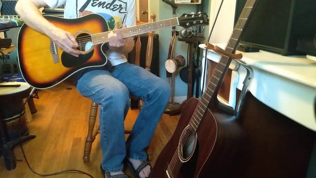 Mitchell D120CE Acoustic Guitar Through Fender Mustang Lt25 Amplifier Delay Jam September 2023 смотреть онлайн