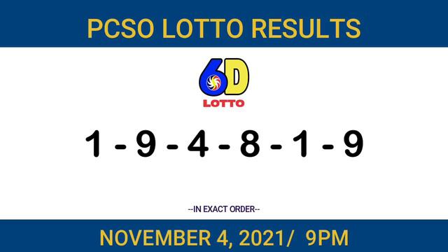 Lotto Results Today November 4 2021 9pm Ez2 Swertres 2D 3D 6D 6/42 6/49 PCSO смотреть онлайн