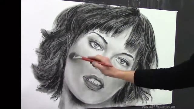 Милла Йовович - рисуем большой портрет пастелью за 2 минуты! Milla Jovovich смотреть онлайн