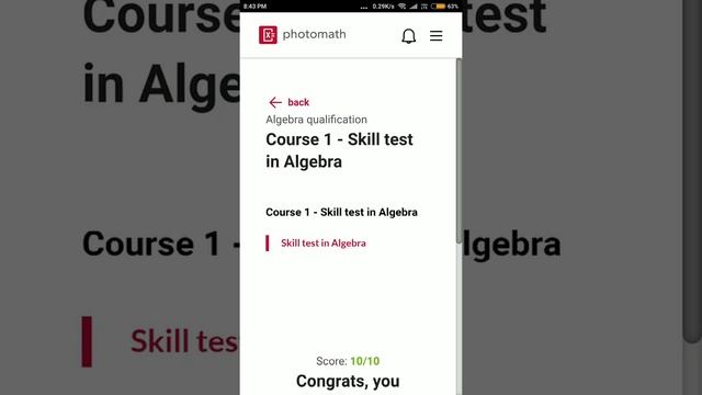 Photomath Algebra Test Questions