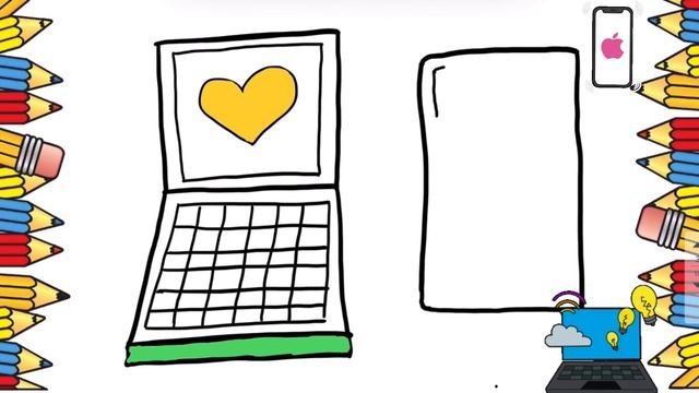 Draw computer and phone for kids | Bolalar uchun telefon chizish | рисовать телефон для детей смотреть онлайн