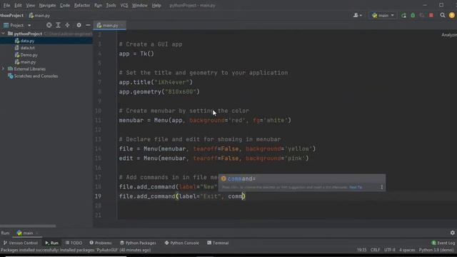 Changing The Colour Of Tkinter Menu Bar Python