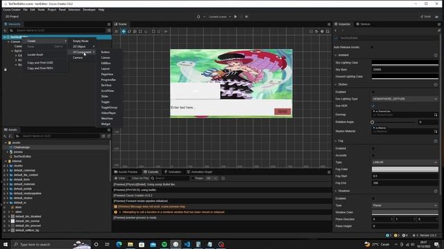 EditBox for chat Cocos Creator v.3.6 смотреть онлайн