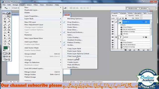 How to use layer menu in Adobe photoshop Urdu/Hindi Tutorial Lesson 8 (C) смотреть онлайн