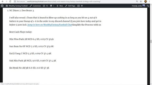 KBO Hitters today for 51420 Slate on Draftkings Help Breakdown