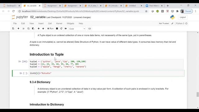 Tuple in python || Yash Chaudhary || Zorba Consulting смотреть онлайн