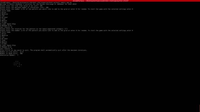 Conway's Game of Life Python Challenge - JdeRobot: Light Space Ship Test смотреть онлайн