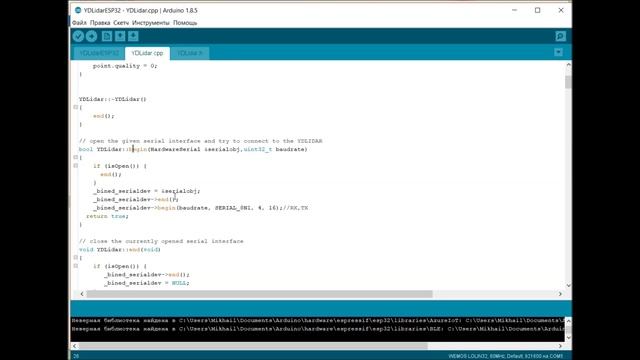 YDLidar & esp32 in ArduinoIDE (испытываю лазерный сканер) смотреть онлайн