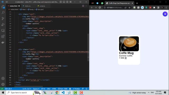 Responsive Coffee Shop Card | Dark Theme Toggle Button | ( HTML & CSS ) | tutorial for beginner смотреть онлайн