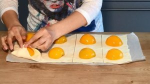 Очень вкусные слойки с персиками видео-рецепт/ Blätterteig mit Pfirsich/ #СлоеноеТесто #выпечка