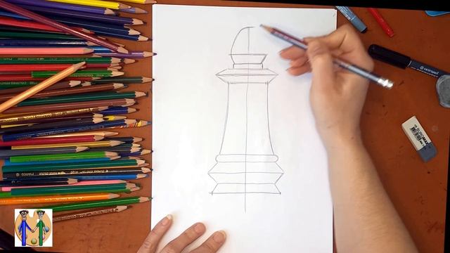 Как нарисовать офицера (слона) из шахмат. Онлайн-школа рисования "Малевашки" смотреть онлайн