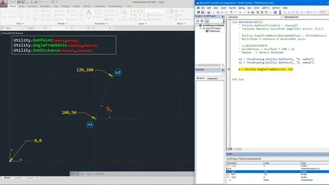 AutoCAD VBA #9. 1-GetPoint, GetDistance, AngleFromXAxis смотреть онлайн