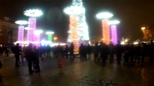 Christmas Tree near Sophia Cathedral, Kiev, UKRAINE. 2018 to 2019. смотреть онлайн