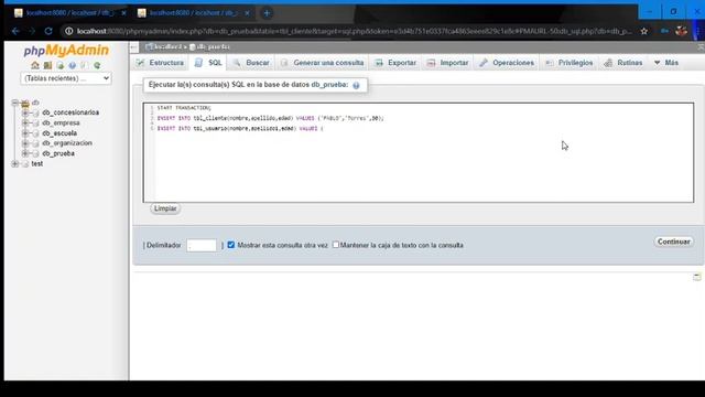Commit y rollback en phpMyadmin смотреть онлайн