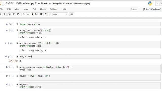 Python NumPy Arrays(1D, 2D) | Size, Type, Dimensions, Shape | Python Data Science Tutorial смотреть онлайн