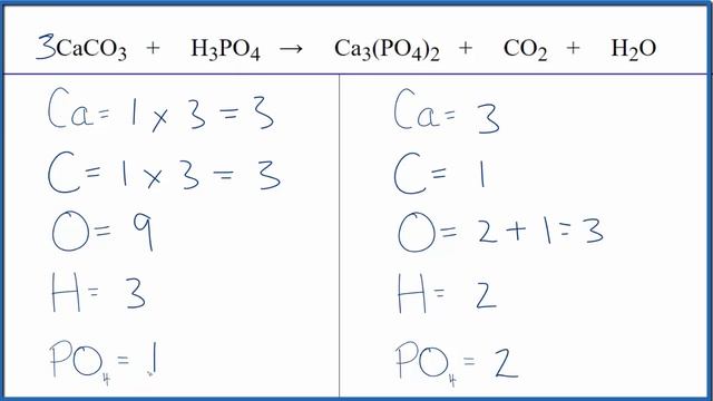 How to Balance CaCO3 + H3PO4 = Ca3(PO4)2 + CO2 + H2O смотреть онлайн