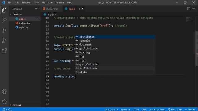 Javascript tutorial for beginners | DOM tutorial | getAttribute & setAttribute | how to add css смотреть онлайн