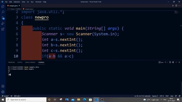 Largest of 3 numbers program in java by using two methods | Java programming tutorial смотреть онлайн