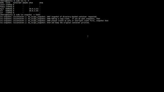 Cоздание снимка/snapshot LXC [Linux Conteiners] смотреть онлайн