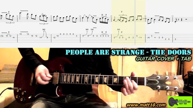 THE DOORS People Are Strange GUITAR COVER TAB Lesson | Tutorial | Intro Chords & Solo смотреть онлайн