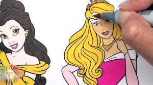 Long Disney PRINCESSES Together Coloring Page Compilation 30 Min Color ARIEL BELLE ELSA ANNA MULAN