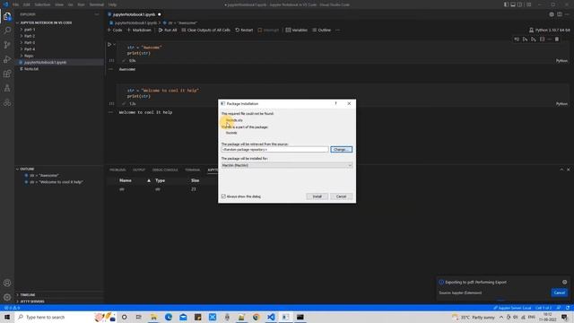 Export Jupyter Notebook as a Python file (.py), a PDF, or an HTML file in Visual Studio Code смотреть онлайн