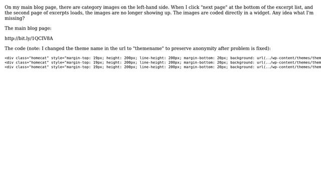 Wordpress: Widget background images missing on second blog excerpt page смотреть онлайн