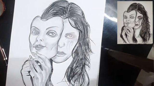 How to draw pencil drawing|| double meaning alone //sad girl pencil sketch || step by step смотреть онлайн
