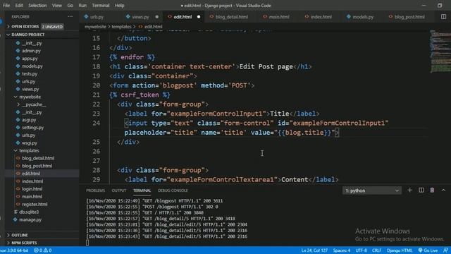 #23:- How To Edit Blog In Django In Hindi | Django Tutorial In Hindi смотреть онлайн