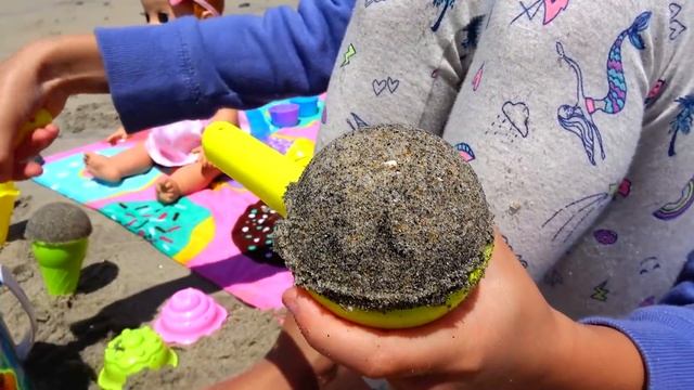 Having Fun With Baby Doll & Ice Cream Sand Molds
