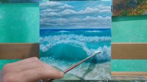 Как легко нарисовать Море|рисуем маслом волны и пену|How to easily draw Sea oil painting waves foam