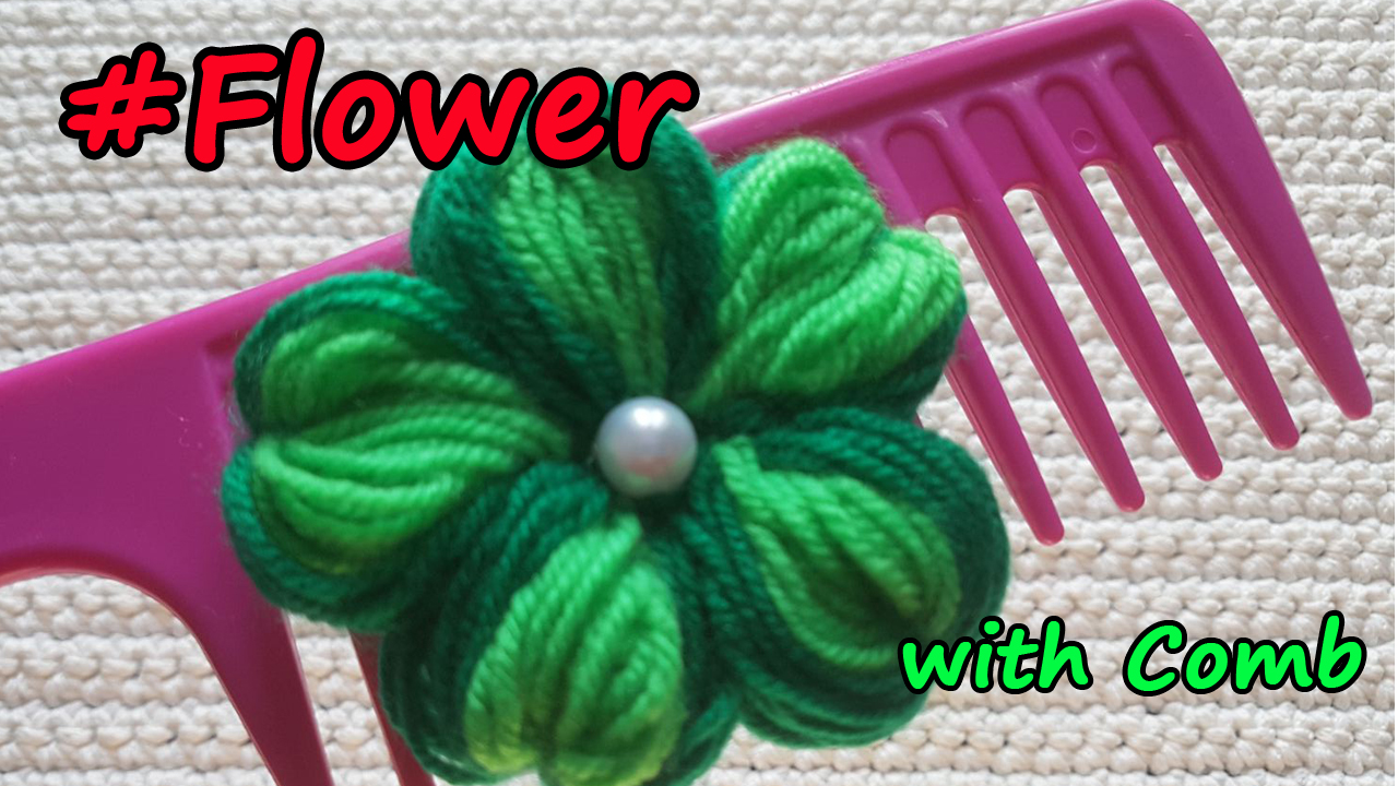 Прекрасный цветок на расческе для волос ? Поделка из ниток ? смотреть онлайн