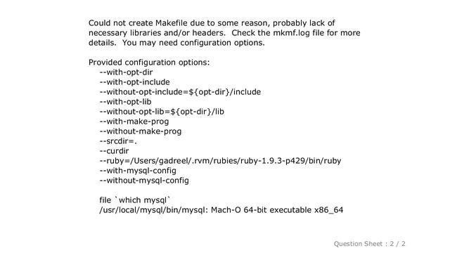 MySQL : mysql.h is missing .... (Ruby on Rails, OSX) смотреть онлайн