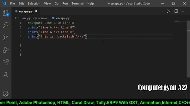 Python Tutorial 09 (Esacape characters use as normal text) hindi/urdu tutorials смотреть онлайн