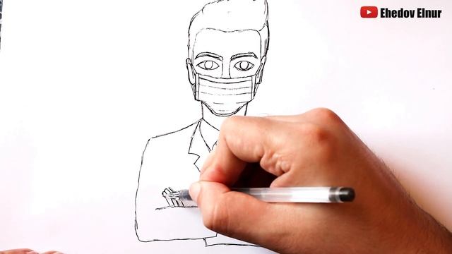 Как нарисовать Человека в маске | Врач рисунок смотреть онлайн