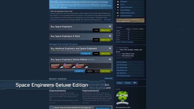 Space Engineers - Update 01.169 DEV - Physics and Voxel Optimizations, Deluxe Edition смотреть онлайн