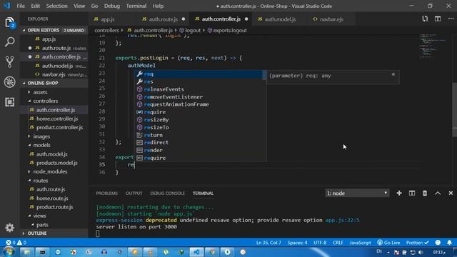 [Arabic] Node JS #29- Online Shop - Logout - نود جي اس - متجر ألكتروني - تسجيل الخروج смотреть онлайн