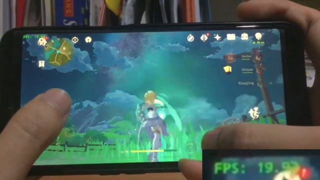 Genshin Impact On LOWEST-END (169BND)with A Messed Up Screenprotector Salvaged From My IPad's Spare