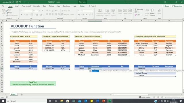 VLOOKUP Function Excel Tutorial - Find Things In A Table смотреть онлайн